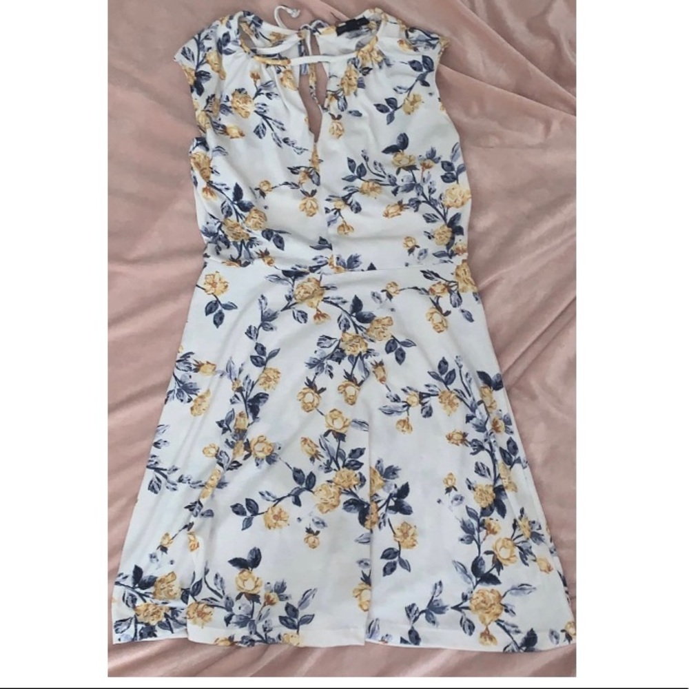 Blue white and yellow flower dress